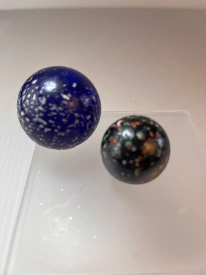 Vintage Confetti Marble Set 2 Shooters Blue & Black