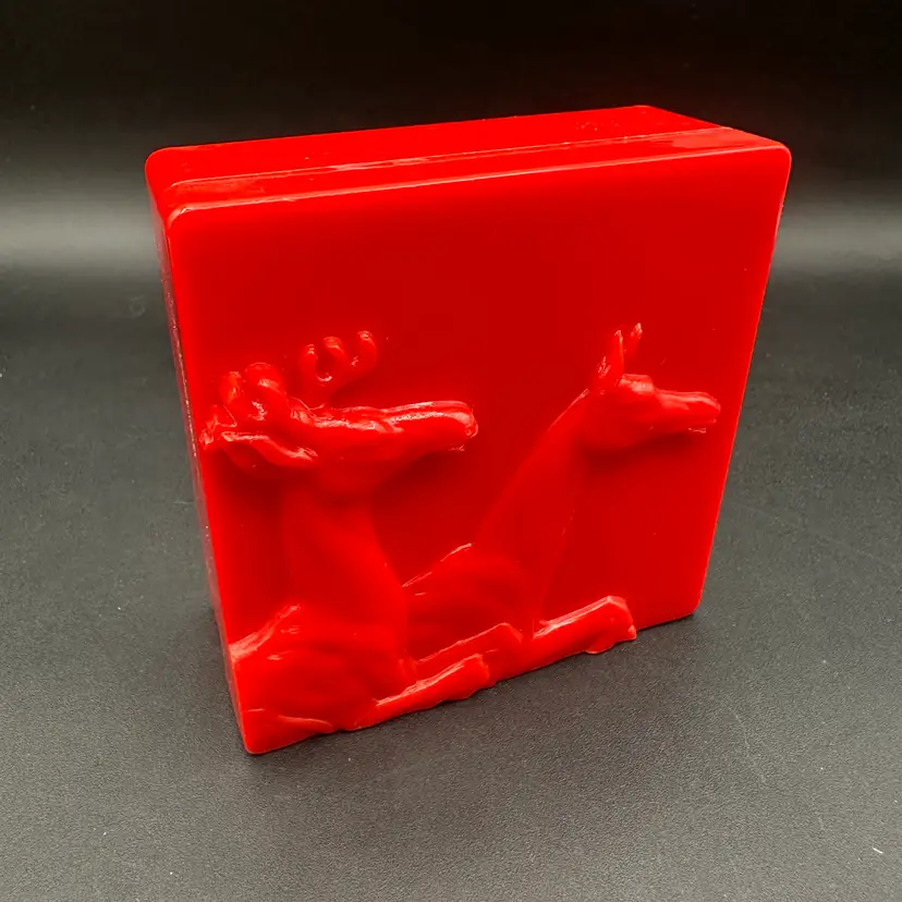 Vintage Hickok Red Stallion Doe Deer Embossed Men’s Jewelry Box, 3.75” Square 1.75”H