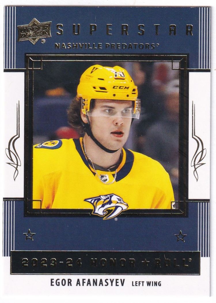 2023-24 Upper Deck Honor Roll #HR66 Egor Afanasyev Nashville Predators Hockey Card