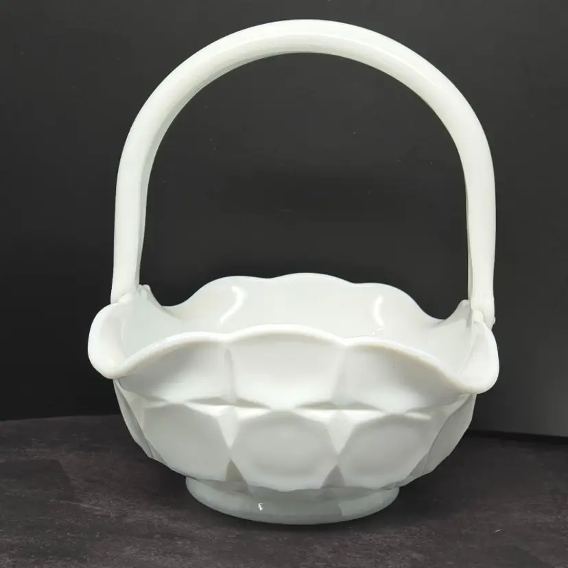 Vintage Indiana Glass Constellation Pattern Milk Glass Basket