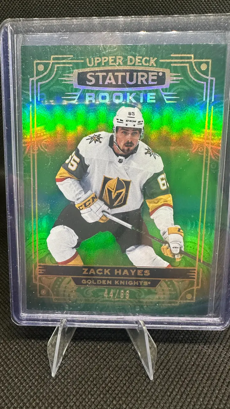 2022-23 Upper Deck Stature Zack Hayes Vegas Golden Knights #120 Green Photo Variant 44/66 RC