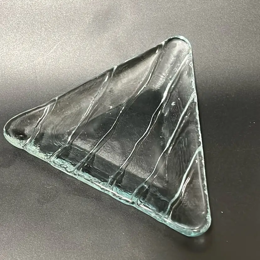 41. Chunky Glass Triangle/Striped Trinket Dish- 6”