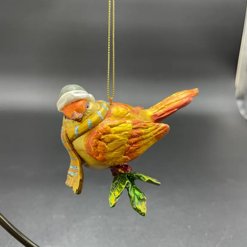 Glass Bird Hanging Christmas Holiday Ornament