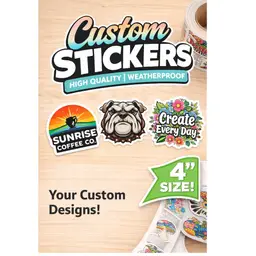 25 pieces - Custom Company Logo Stickers 4” – Business Branding Labels Or Custom Stickers For Personal Use| Waterproof Vinyl