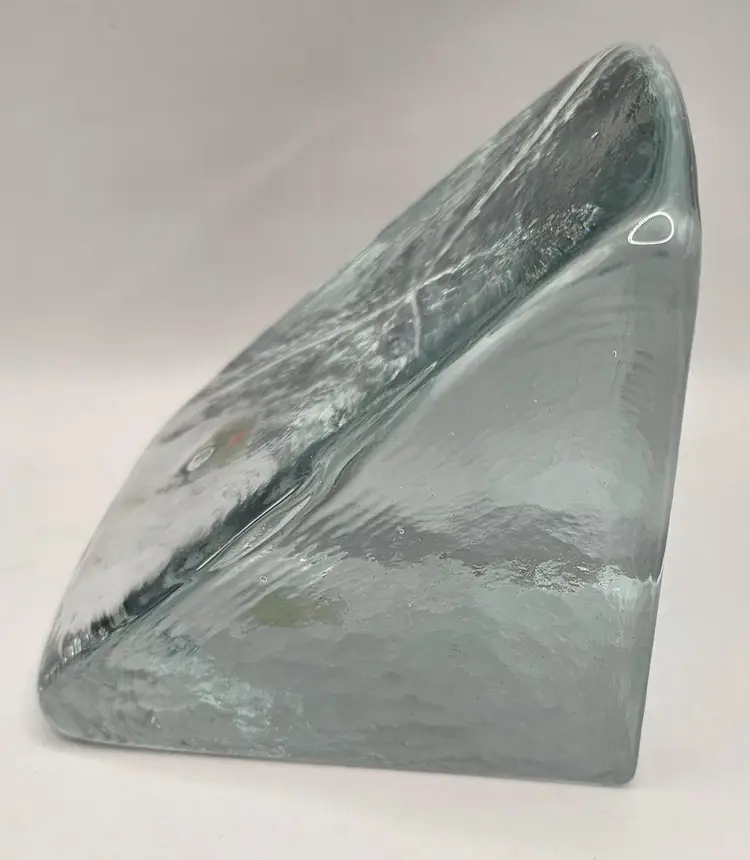 Blenko Clear Glass Wedge Single Bookend