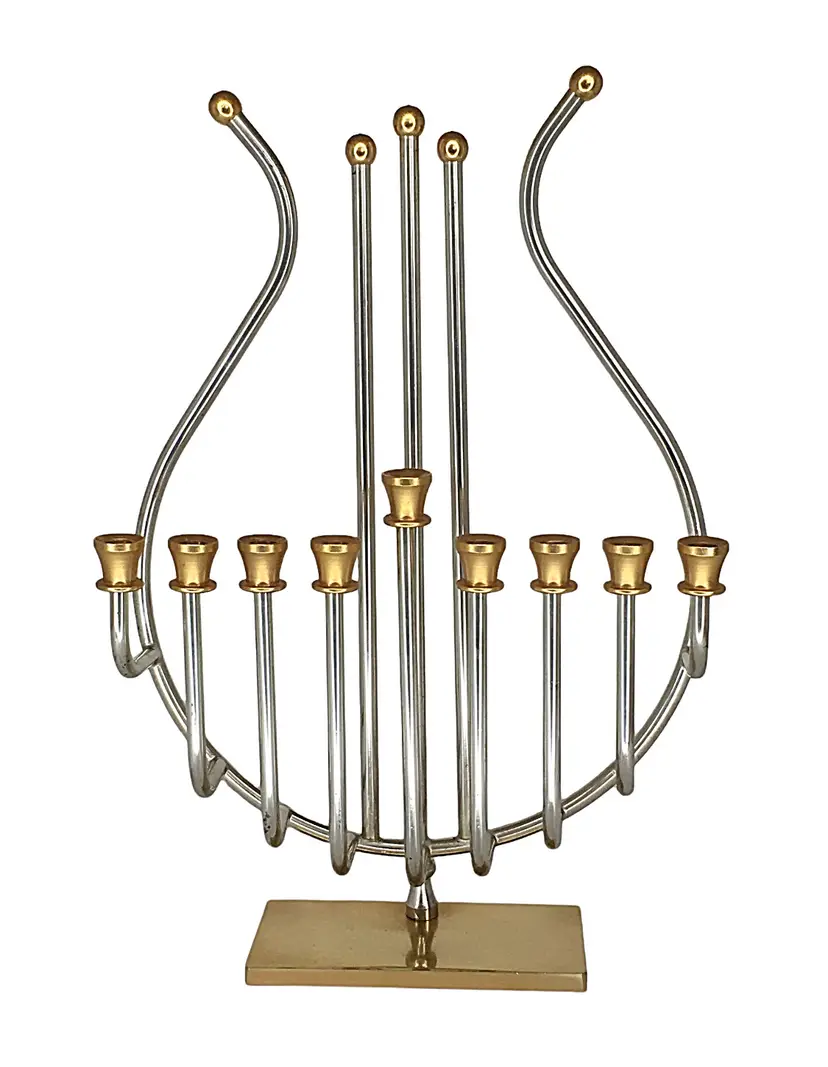 Lidar Menorah Israel Silver and 24K Gold Plated Hand Crafted Hanukkah