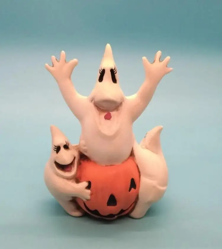 Halloween Trple Ghost Figurine with Pumpkin, Hobbiest Decor