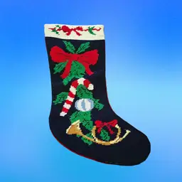 Vintage Needlepoint Christmas Stocking