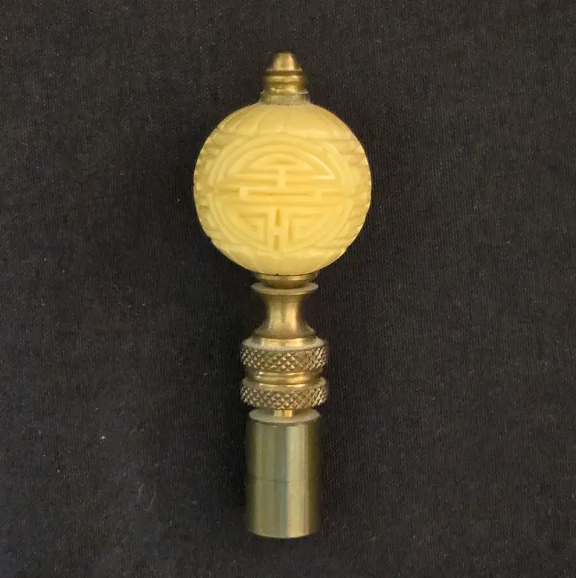 Finial Long Life Bead Ball on Polished Brass with Extension 3" Long Vintage Unbranded