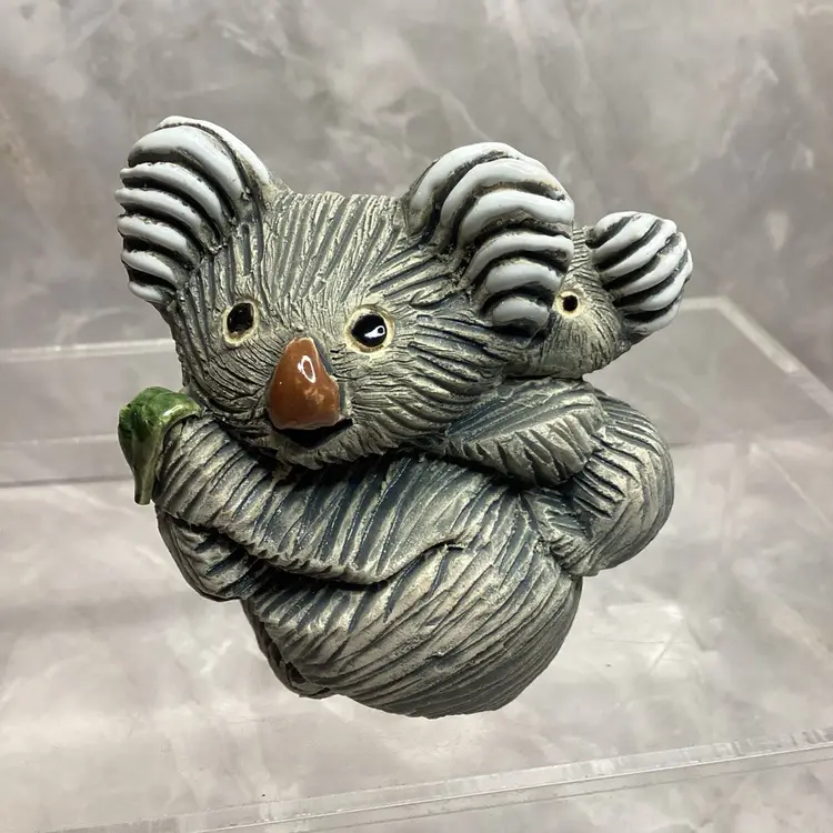 Vintage 1979 Artesania Rinconada Koala w/Baby Earthenware Ceramic Figure Signed