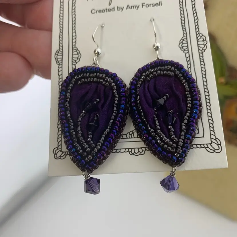 Shibori Bead Embroidered Earrings