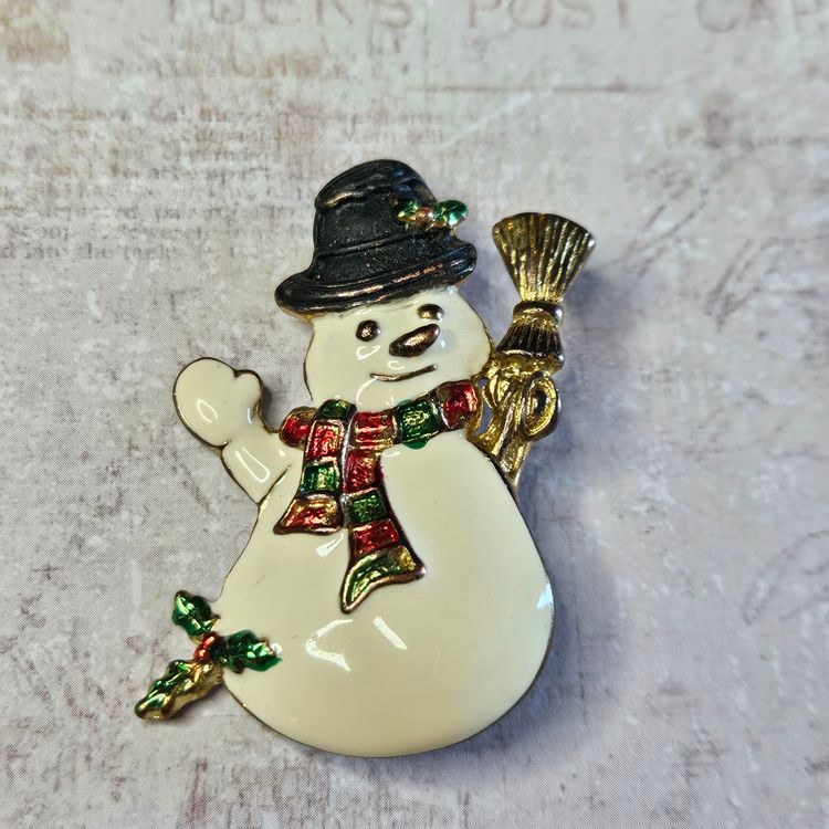Snowman Brooch Unmarked