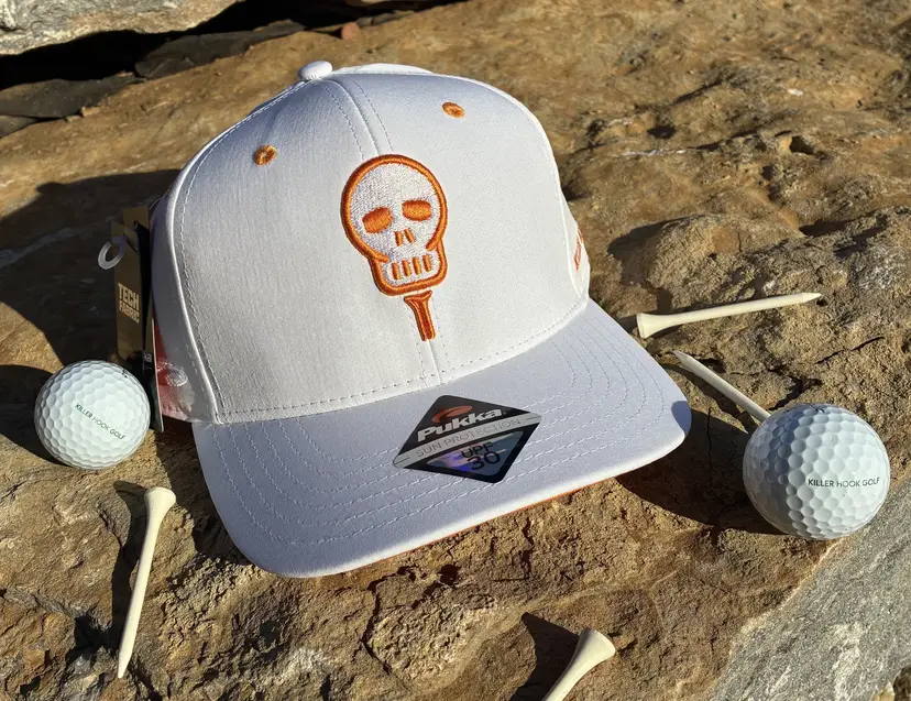 Killer Hook Golf Hat (White Hat w. Orange Logo)