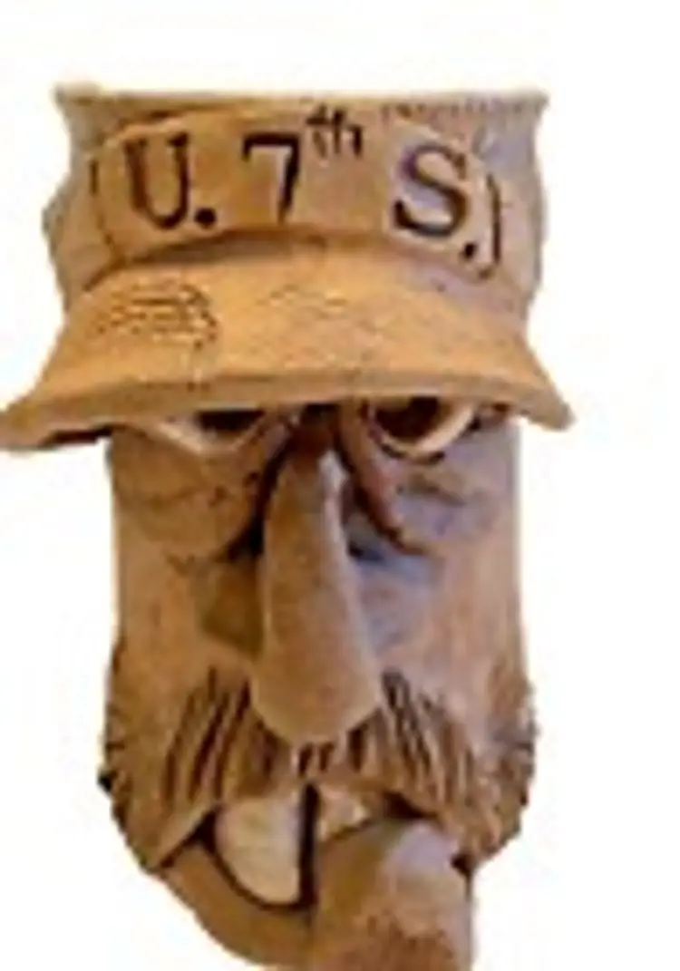 Mug Ugly Face Pottery Signed Vintage Handmade Stoneware US No 7 Military JD