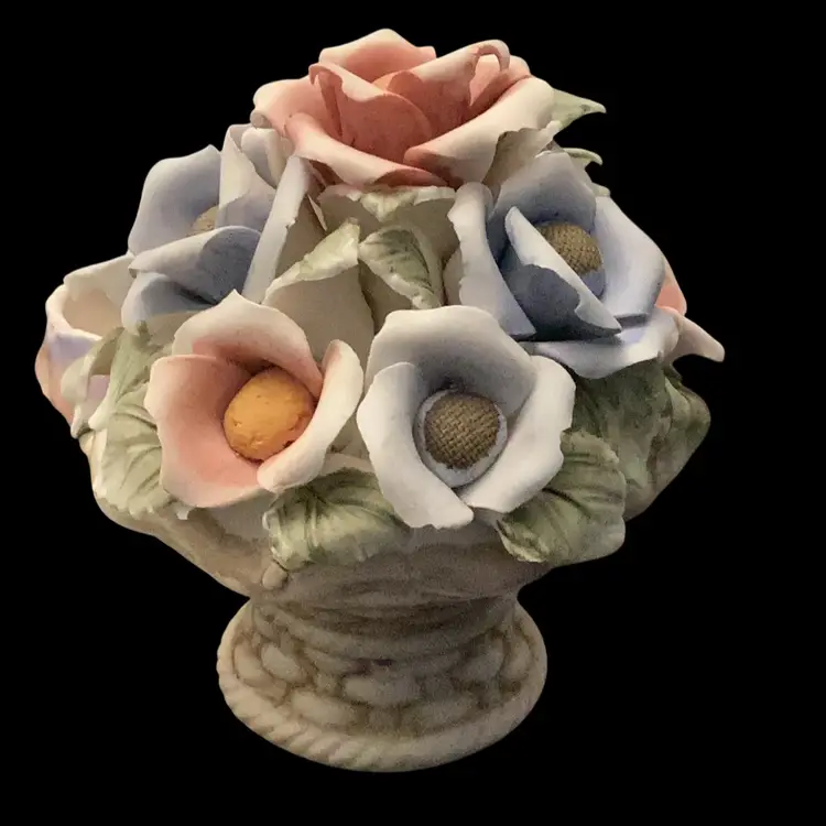 Capodimonte Porcelain Flowers With Leaves