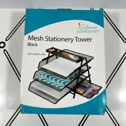 Stationery Tower Organizer 4 Tier Stacking Trays Desk Home Office Black Mesh