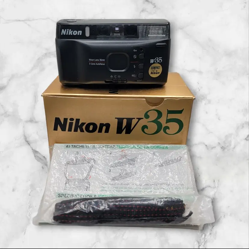 Vintage Nikon W35 - 35mm Point and Shoot Film Camera with Manual And Strap EUC