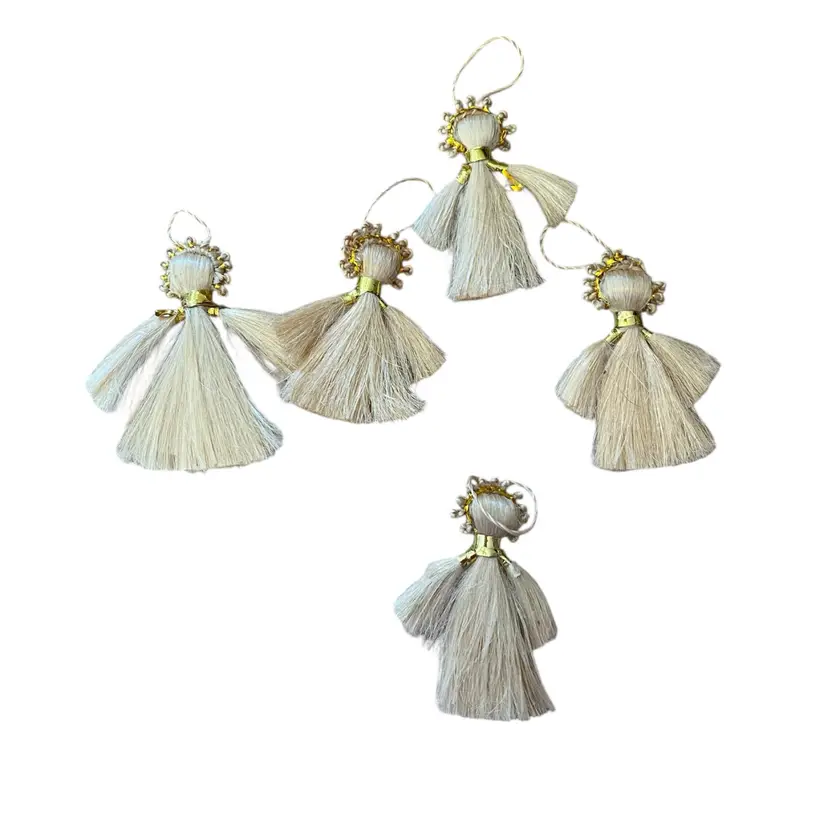 Vintage Horse Hair Christmas Angels Set of 5 Ornaments Keepsake