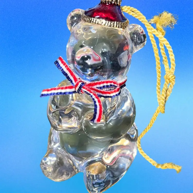 Vintage Gorham 2003 crystal teddy bear ornament for Teddy's 100th Anniversary. Christmas Present Gift Crystal Made In Germany Original Box Like New Condition