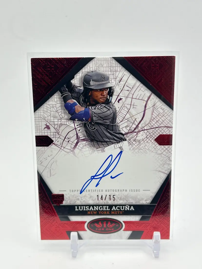 Luisangel Acuña - 2025 Topps Tier One Red Auto /15 - Chicago White Sox (Mets uni)
