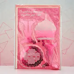 Hallmark Signature Birthday Card w Removable Thick Acrylic Cupcake & Stand