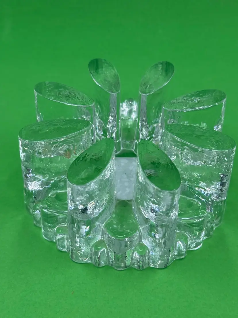 Vintage West German textured glass candle holder or trivet