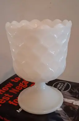 VINTAGE E.O. Brody Milk Glass Pedestal Compote MJ-42