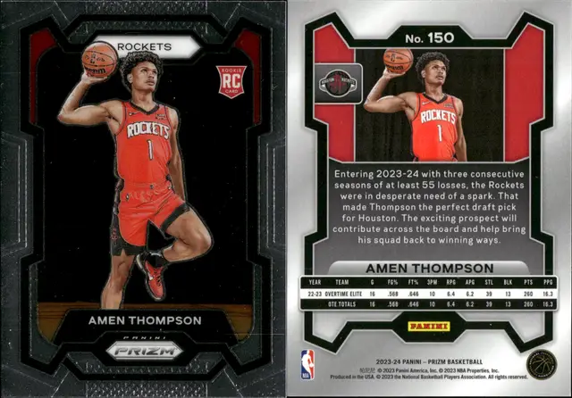 Amen Thompson Rookie  Lot of 11 Basketball Cards  Houston Rockets CC33