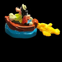 Disney PVC As Shown BK Good Troop Goofy And Max In Pull Back Boat