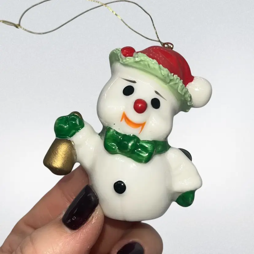 Christmas Ornament Snowman Ceramic 2”