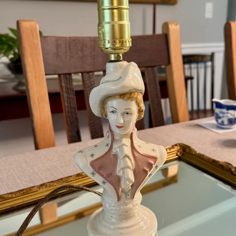 Vtg Porcelain Boudoir Bust Lamp