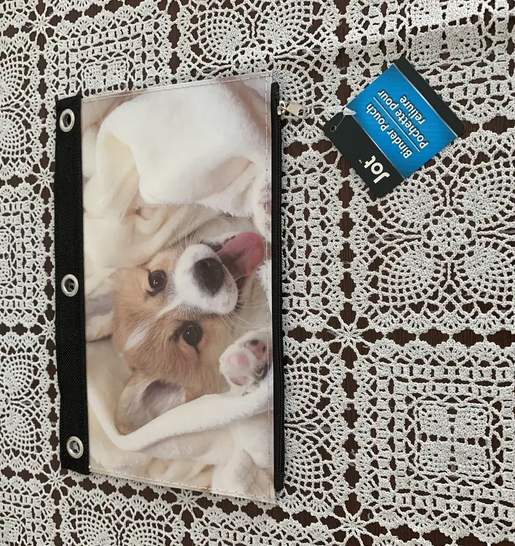 Jot Brand Pembroke Welsh Corgi Puppy Plastic Binder Pencil Zipper Pouch School