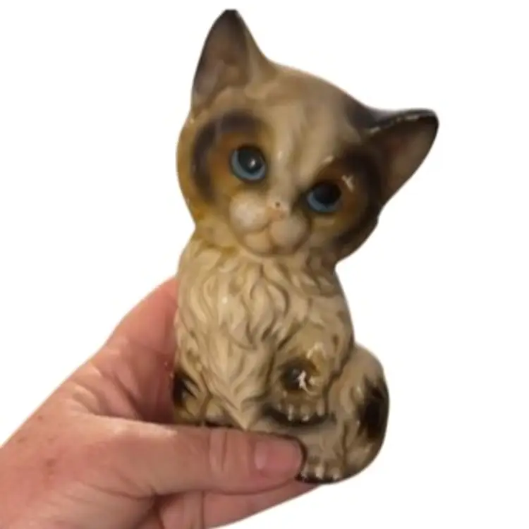 Vintage Mid-Century Marked “Choice Imports” Japan Blue Eyed Cat Figurine