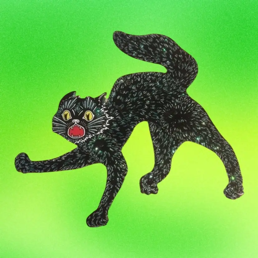 Christopher Radko "SCAREDY CAT" VTG Shiny Brite Halloween Hinged Paper Die Cut