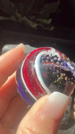 Beautiful Sparkles With Hues Of Red, Purple & Milky White Swirls Signed Prism 98
