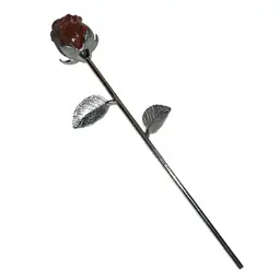 Carved Red Jasper Rose Metal Branch 8”