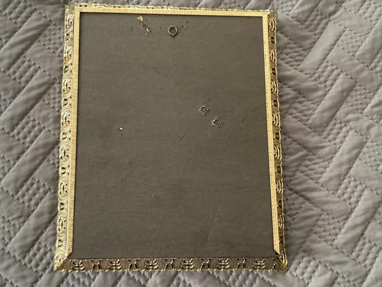 Vintage Ornate Metal Photo Frame Or Dresser Vanity Tray