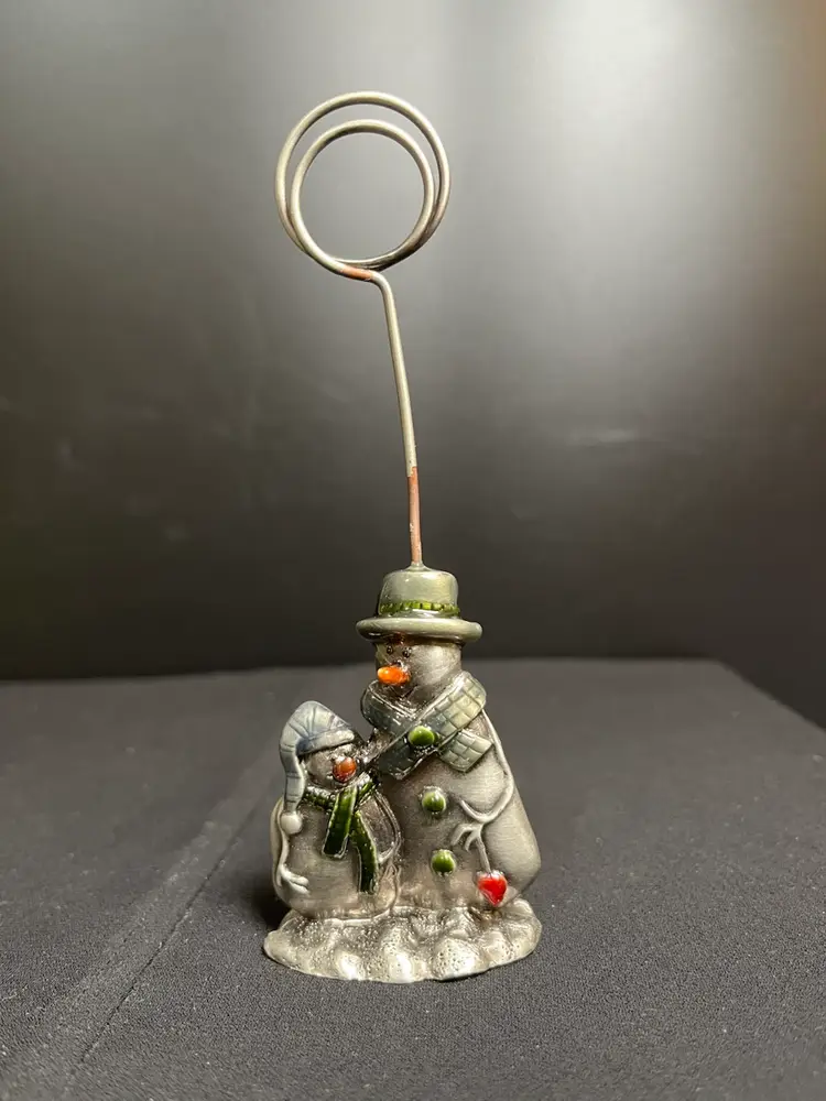 Metal Snowmen with Enamel Painted Embellishments-This Will Hold a Special Card or Picture of a Loved One-Lot 60