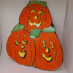 Wonderful Vintage Eureka Die Cut Double Sided Flocked / Felted Jack O' Lantern