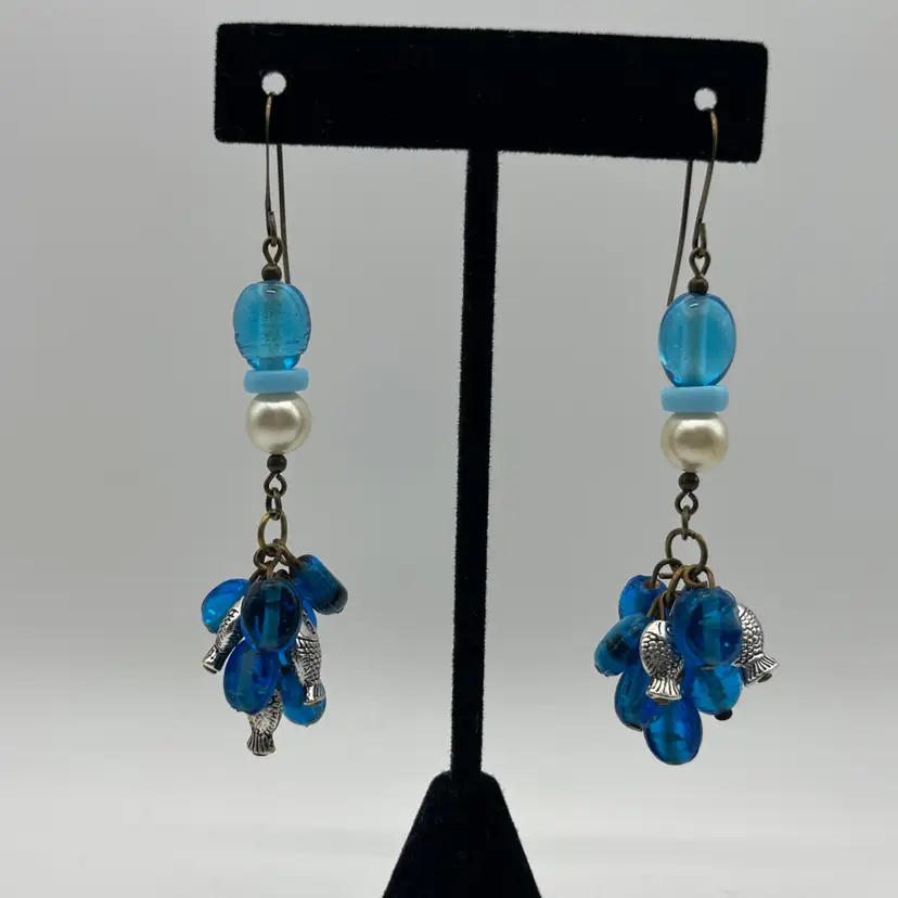 #106 "Boy Blue Gone Fishin'" Earrings - Handmade Earrings By Me