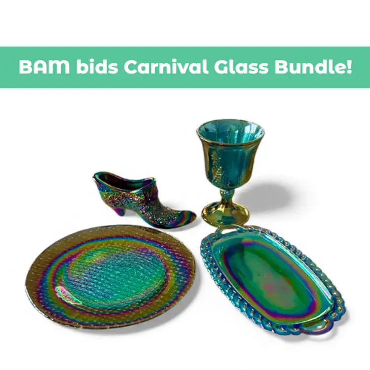 BAM bids Iridescent Carnival Glass Bundle