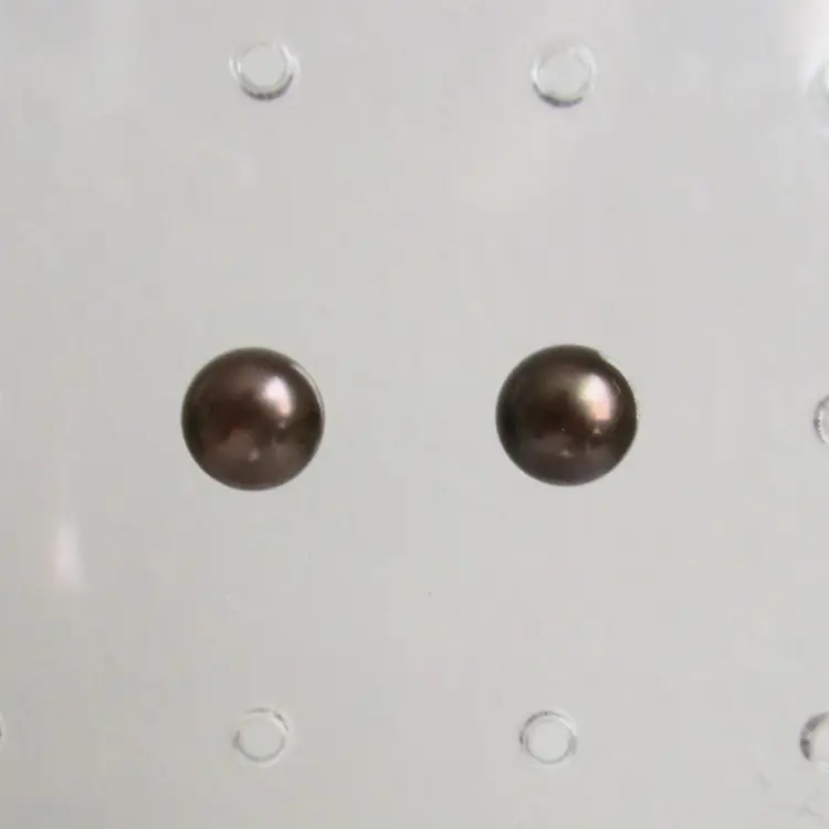 Vintage Sterling Silver Purple Button Pearl Earrings