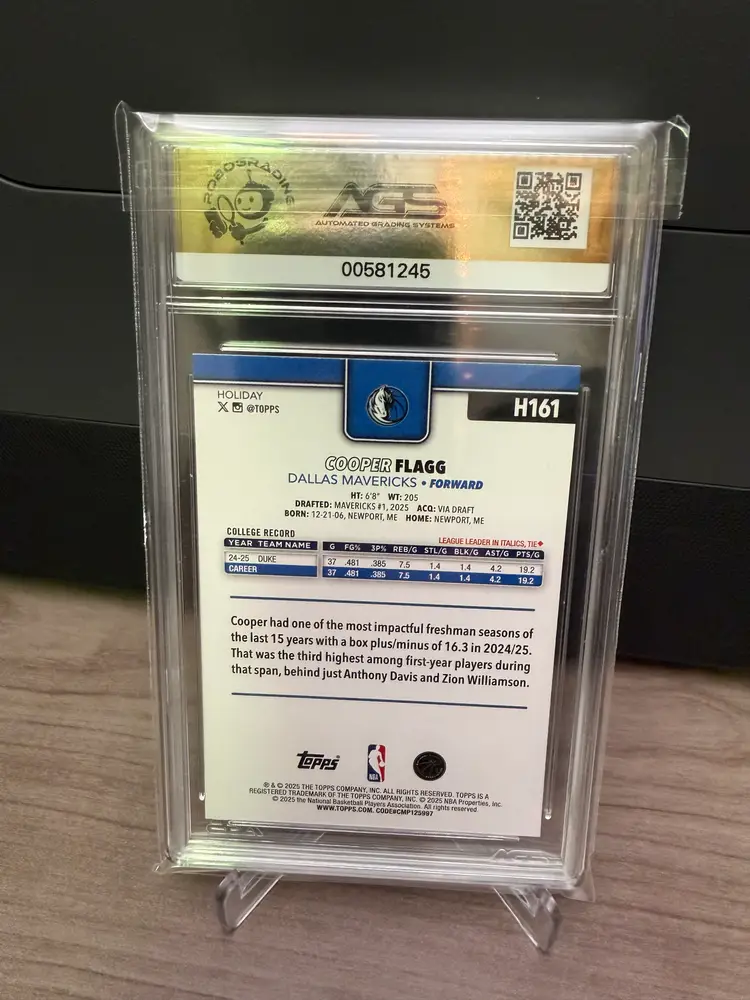 Cooper Flagg 2025-26 Topps Rookie Card AGS 10