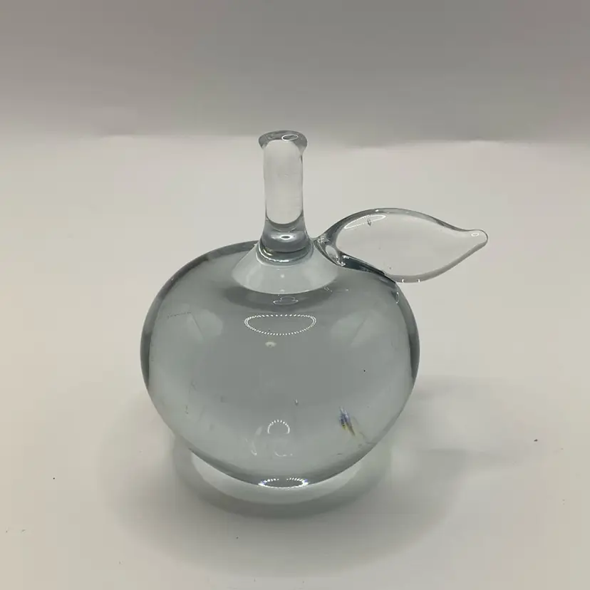Clear Glass Apple Paperweight Or Ring Holder