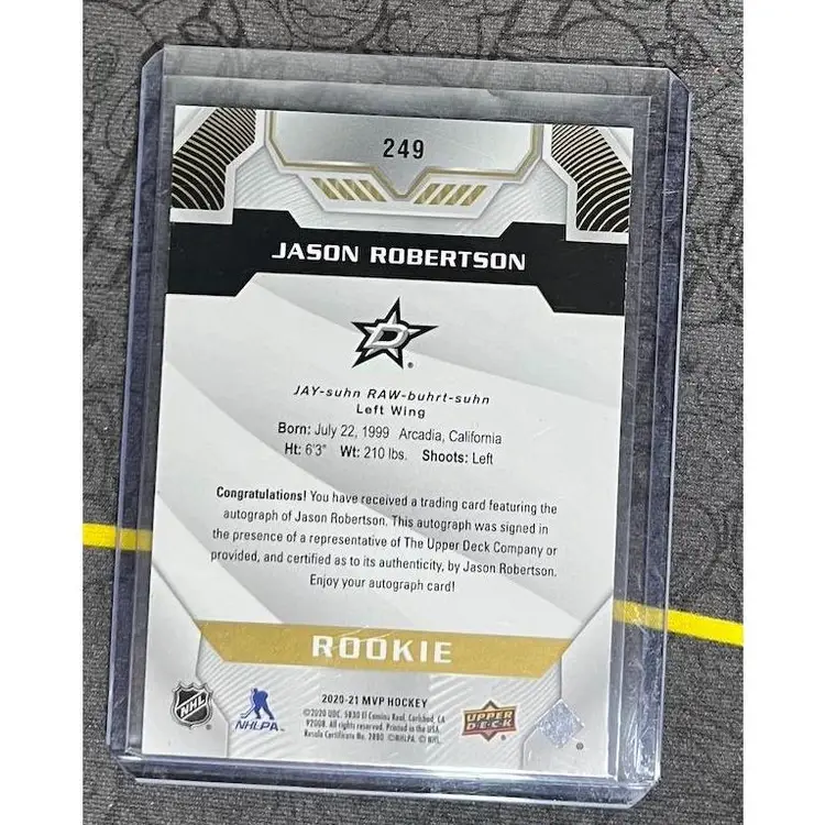 2020-21 Upper Deck MVP Hockey Rookie Autographs Jason Robertson #249