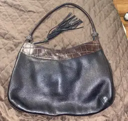 BRIGHTON  GENIE in a BOTTLE Silver accented Vintage hobo zip top Shoulder BAG