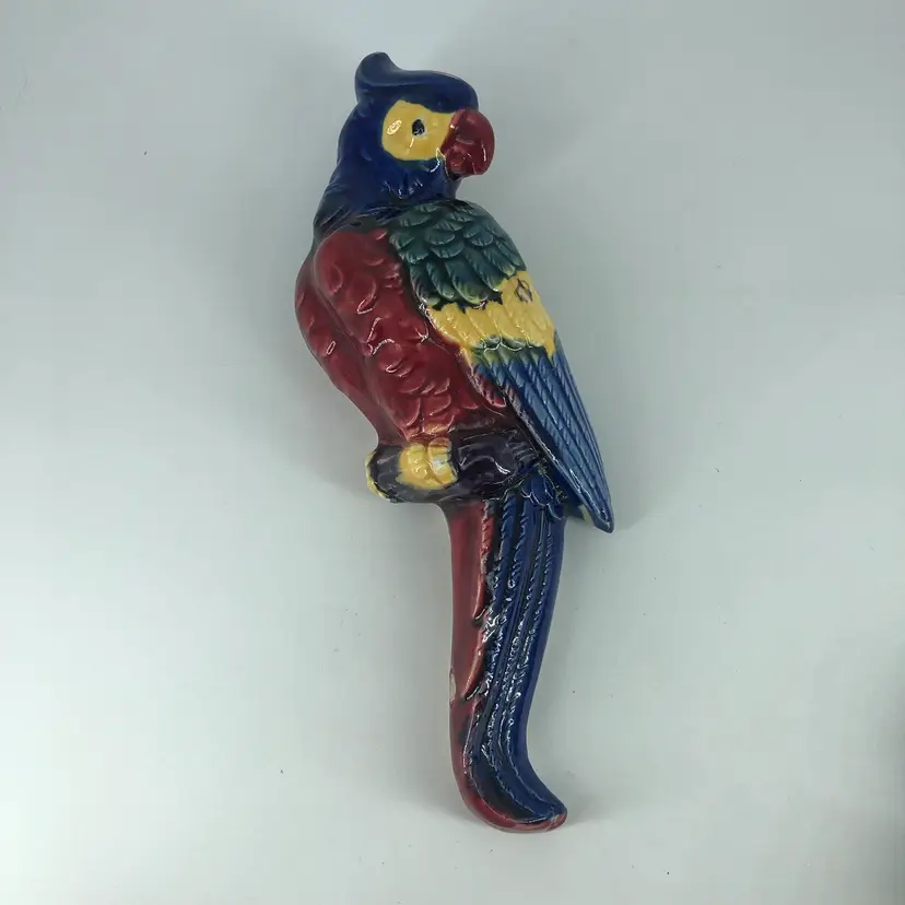 Vintage Parrot Tropical Colorful Bird Wall Pocket Planter