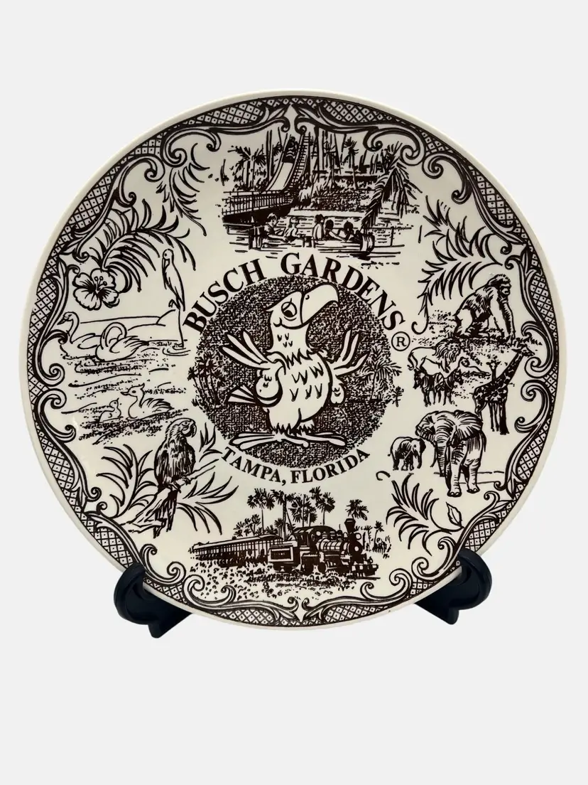 1970s Busch Gardens Florida Souvenir Collectible Plate Spin Original USA 10"