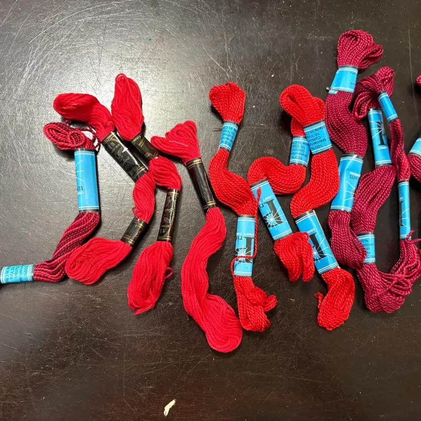 Red Needlepoint Thread Set