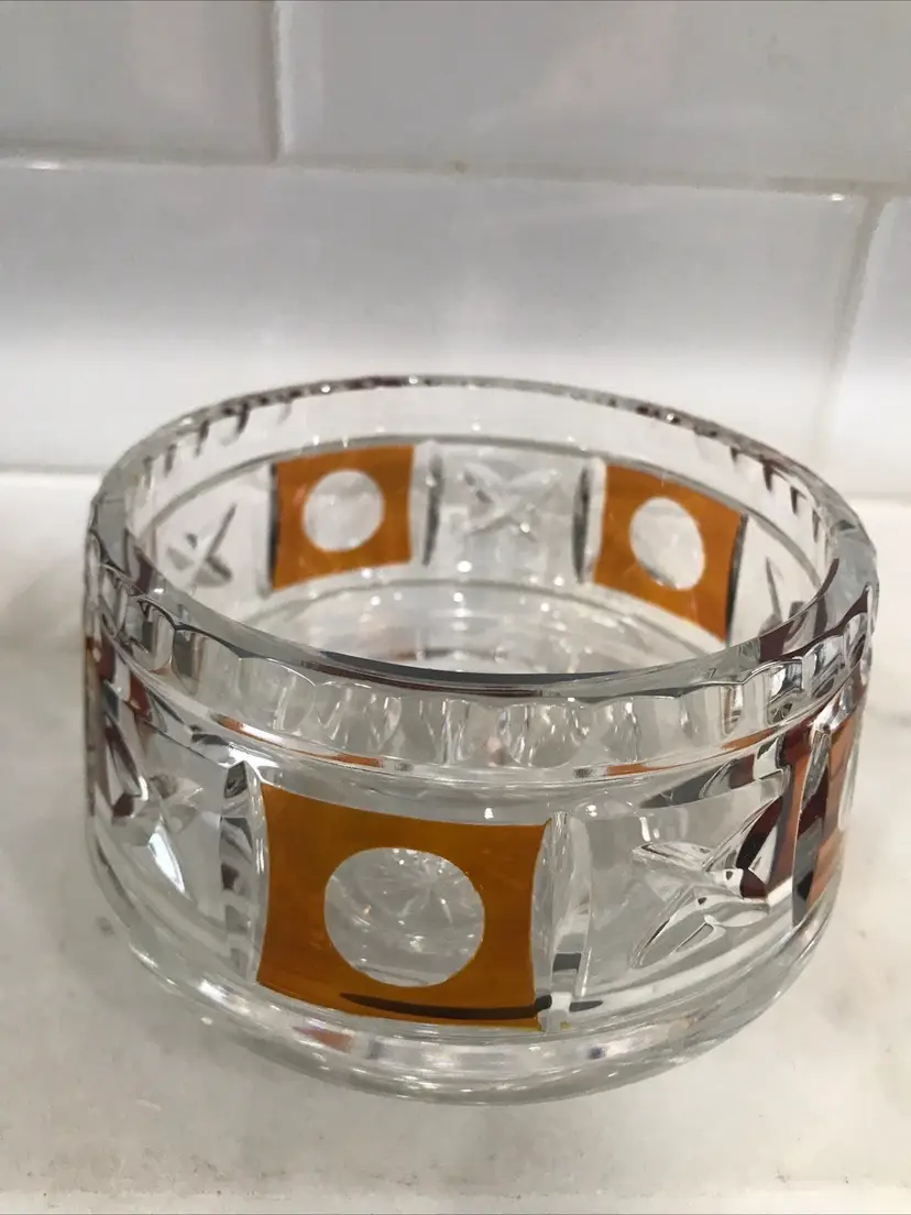 Art Deco Clear And Amber Bowl